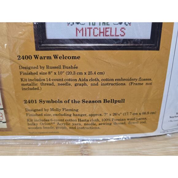 The Creative Circle #2401 Symbols Of The Season Bellpull Kit Vintage Sealed Xmas - Picture 2 of 6